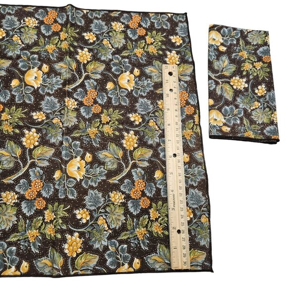 Vintage 90s Handmade Handcrafted Floral Patterned Brown Square Napkins Set 2 MCM - Picture 2 of 3